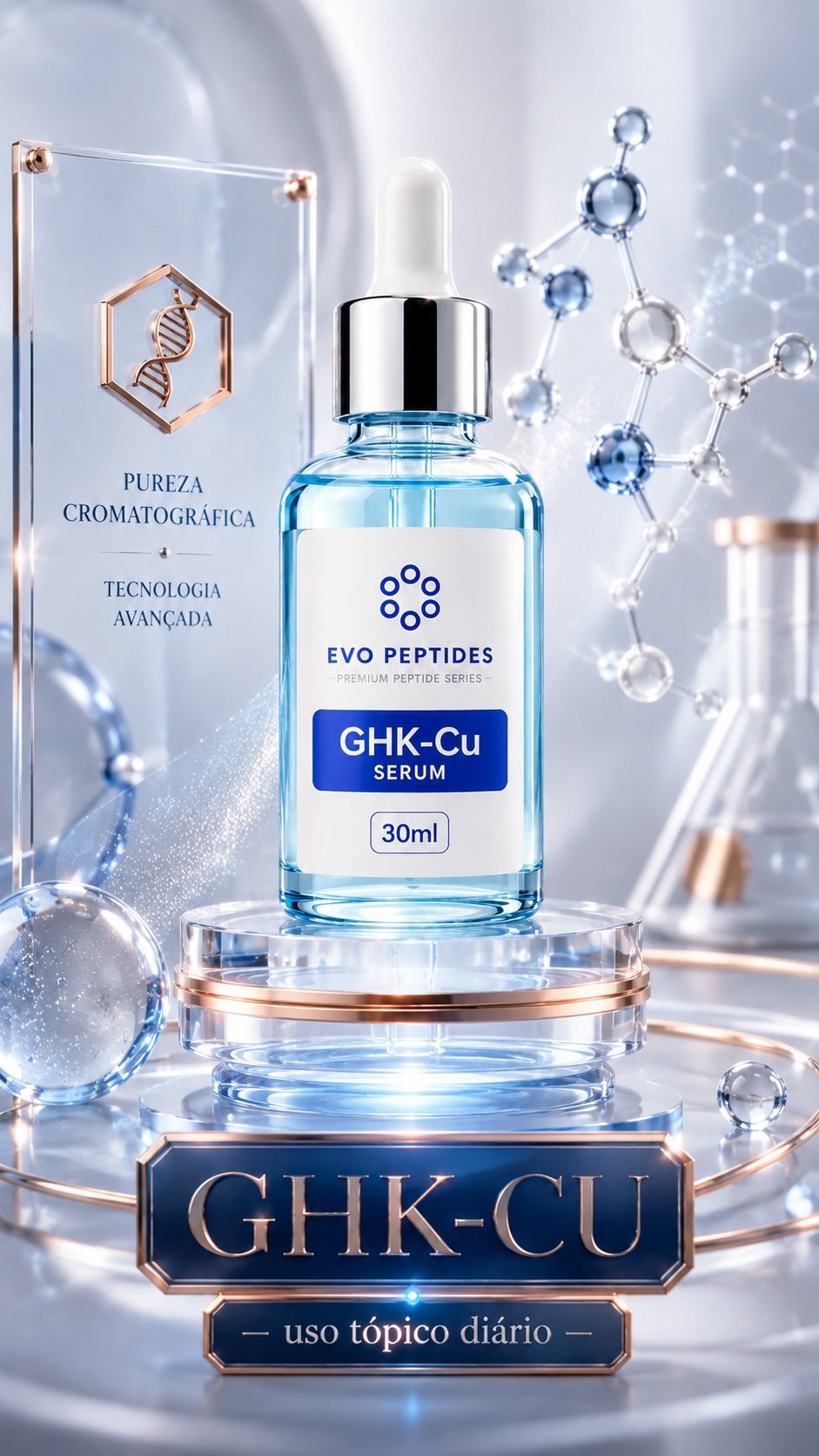 Frasco do GHK-Cu Sérum EVO Peptides
